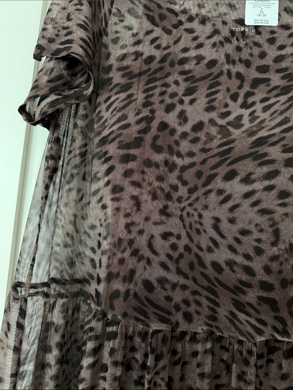 Torrid. 2X. NWT.  Brown Leopard-Print Sheer Maxi Dress - Picture 4 of 9